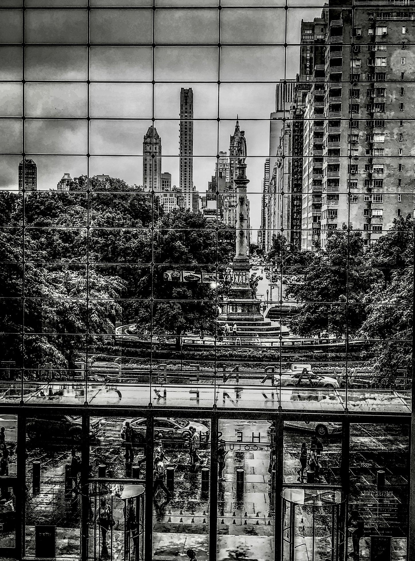 Window to Columbus Circle in New York City