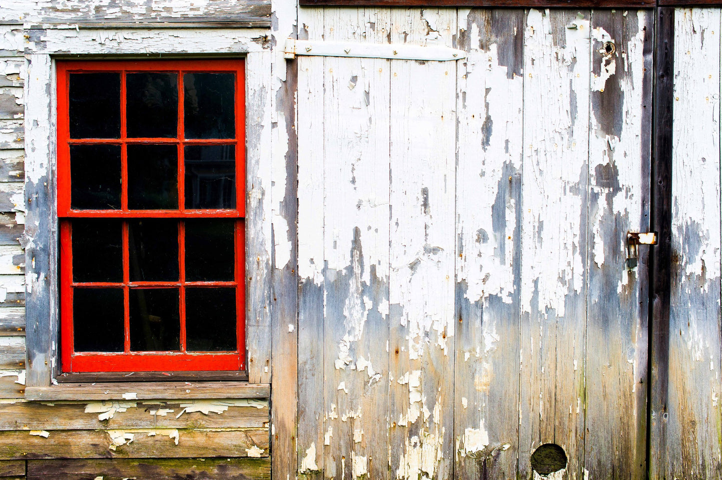 Barn With Red Frame Window in Joisey